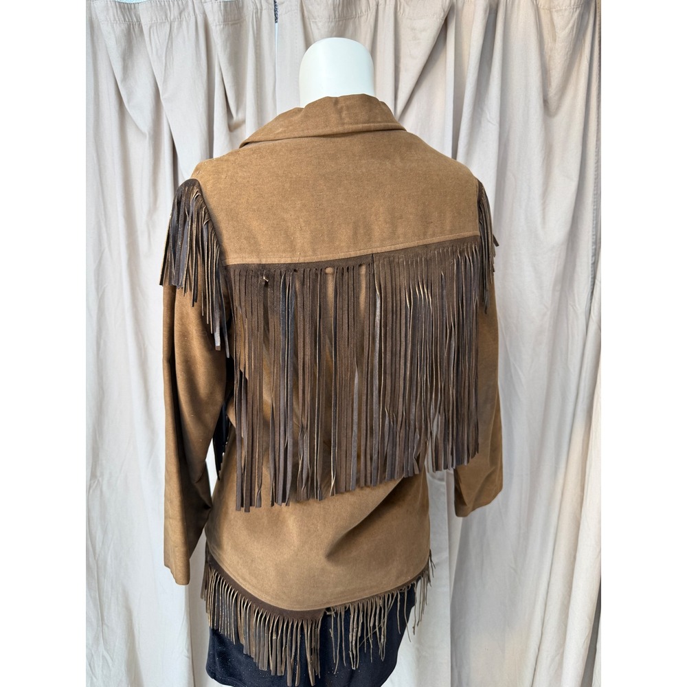 Vintage 1940s 1950s Western Fringe Jacket Moleskin Brushed Cotton Distressed